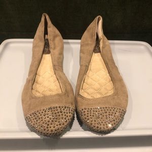 Jessica Simpson tan flats with sparkle toe